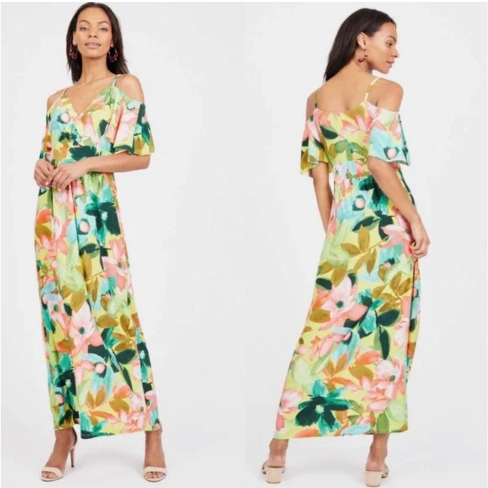 Floral green maxi beach lake pool vacation dress London Times for Le Tote 2